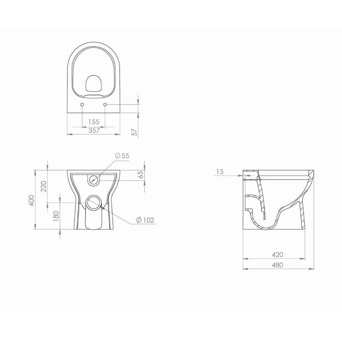 Saneux Back To Wall Toilet Saneux Air Back to Wall Rimless Toilet with Soft Close Seat