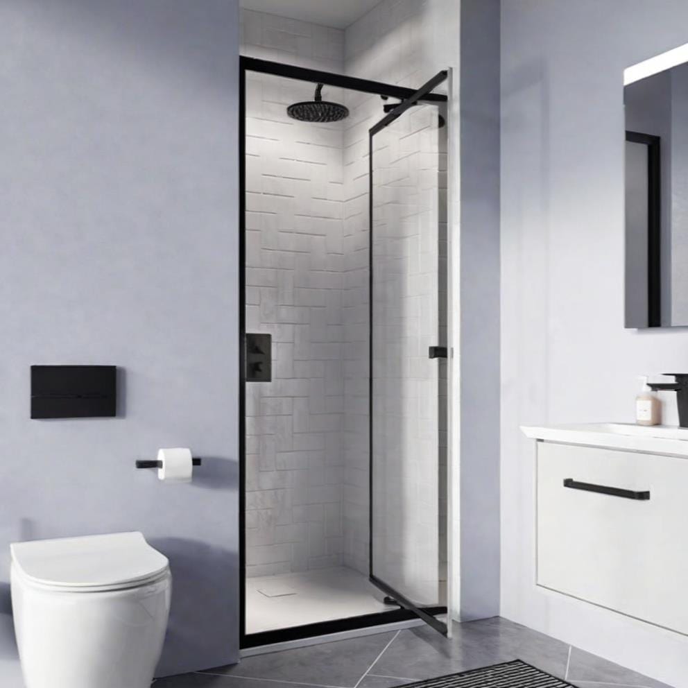 Crosswater In-Fold Shower Door Matt Black / 900mm Crosswater Clear 6 Infold Shower Door