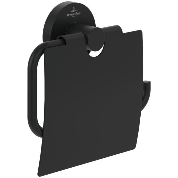 Villeroy & Boch Toilet Roll Holder Matt Black Villeroy & Boch Elements - Tender Toilet Roll Holder with Cover