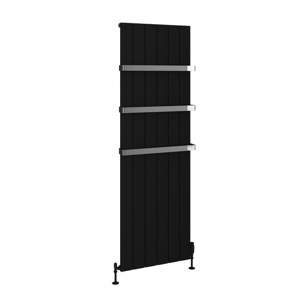 Eastbrook Panel Radiator Eastbrook Rosano Straight Vertical Aluminium Radiator in Matt Black