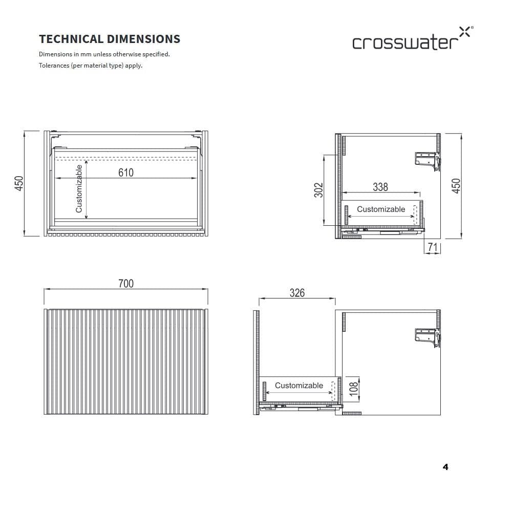 Crosswater Wall Mounted Vanity Unit Crosswater Limit Wall Mounted Vanity Unit with Worktop
