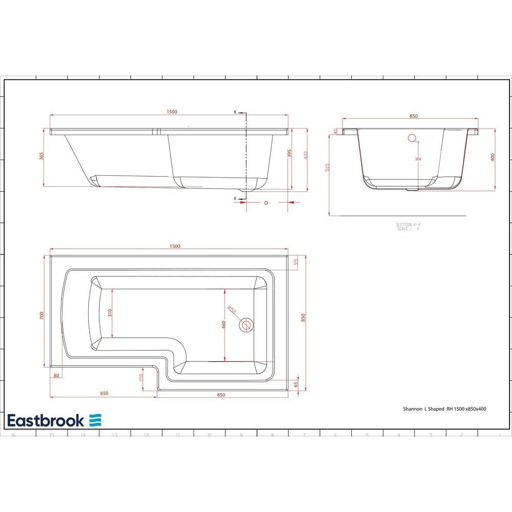 Eastbrook L-Shaped Shower Bath Eastbrook Shannon L-Shape Shower Bath