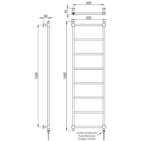 Vogue Designer Towel Radiator Vogue Venture Straight Designer Towel Radiator in Chrome