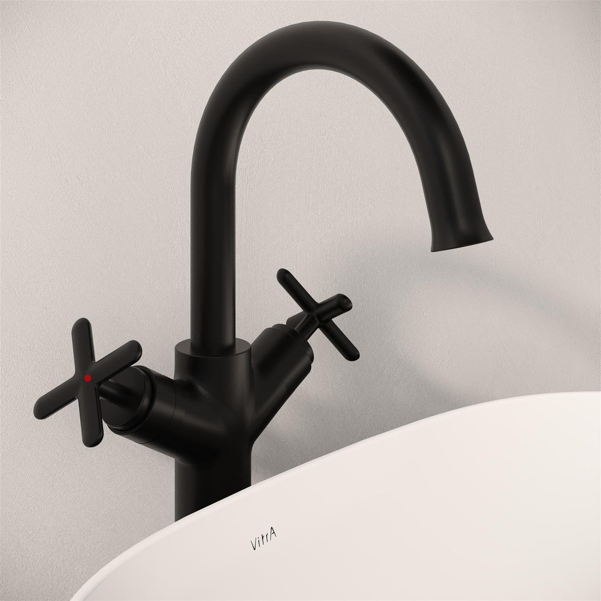 VitrA Tall Basin Tap Matt Black VitrA Origin Classic Tall Basin Mixer Tap with Cross Handles for Bowls