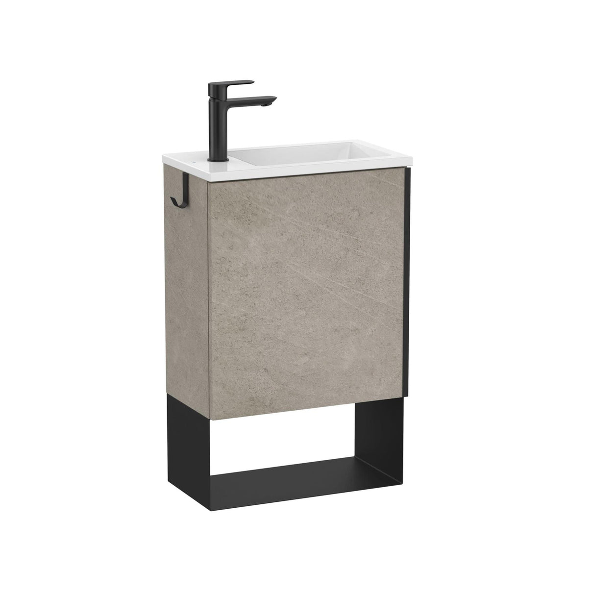 Roca Cloakroom Vanity Unit Concrete Grey Roca Mini Pro 450mm Wall Mounted Cloakroom Vanity Unit with Basin