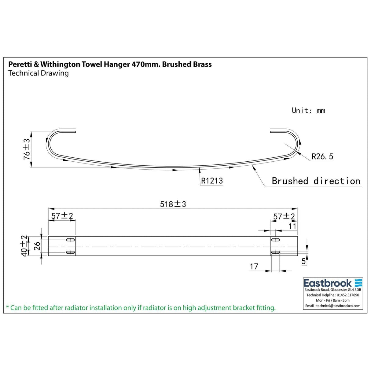 Eastbrook Radiator Towel Hangers Eastbrook Peretti/Withington Towel Hanger