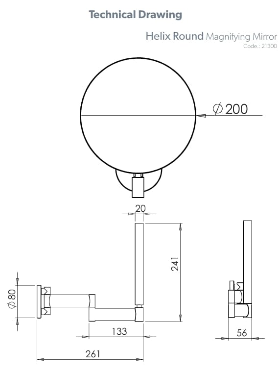 hib. Cosmetic and Shaving Mirror hib. Helix Round Magnifying Bathroom Mirror