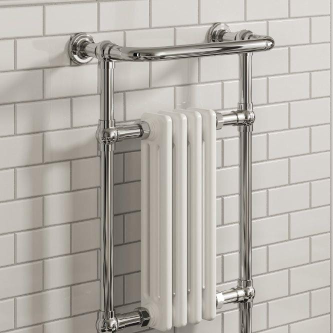Reina Inset Radiator Reina Alicia Traditional Towel Rail 950 x 475mm in Chrome and White