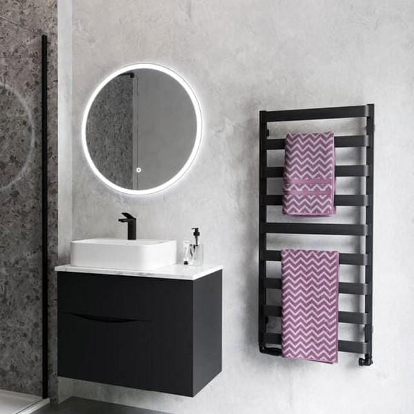 Crosswater Designer Towel Radiator 1150 x 500 / Dual Fuel Crosswater Air Designer Towel Radiator in Metallic Black