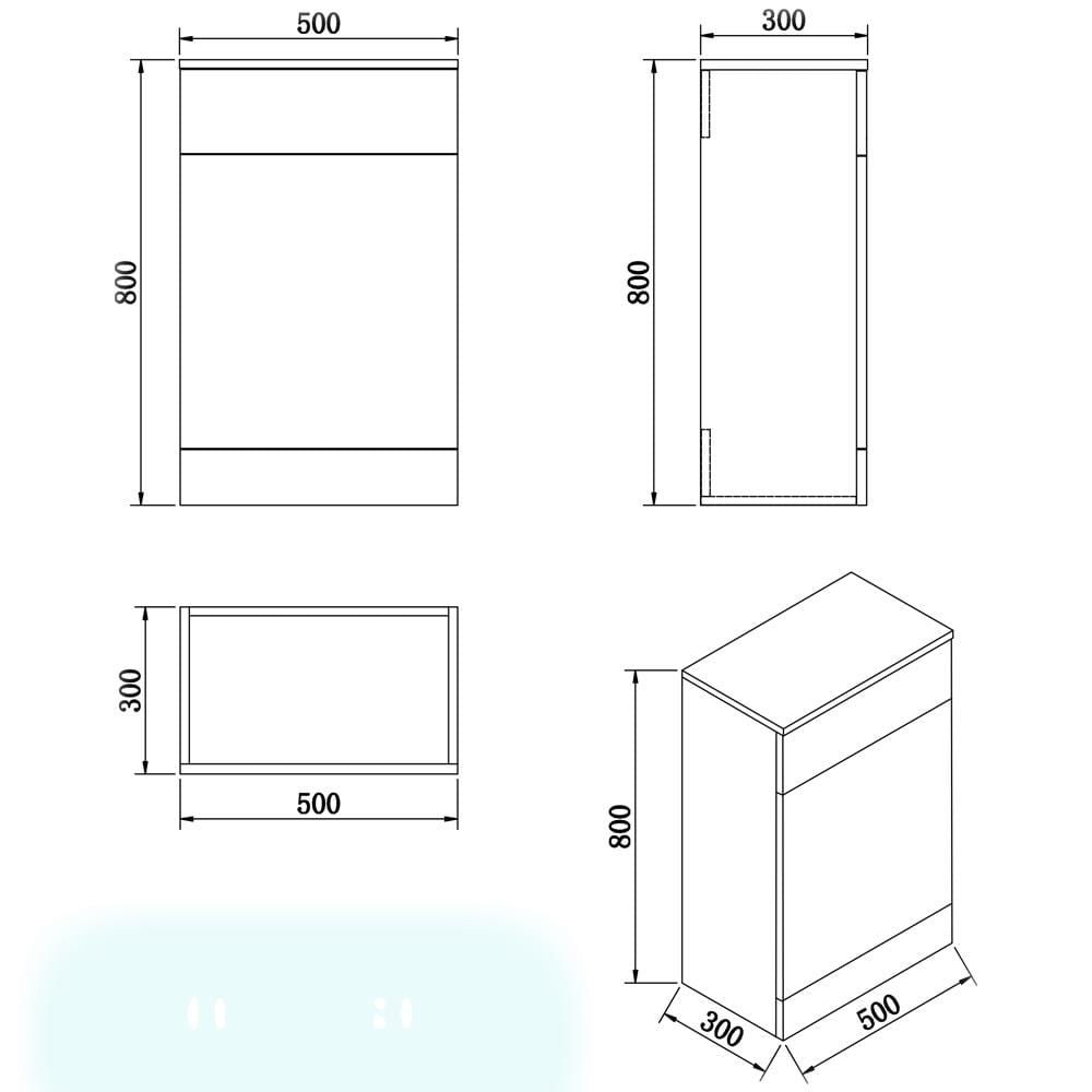 Aquarius Bathrooms WC Back To Wall Unit Aquarius Halite Waterproof 500mm WC Unit