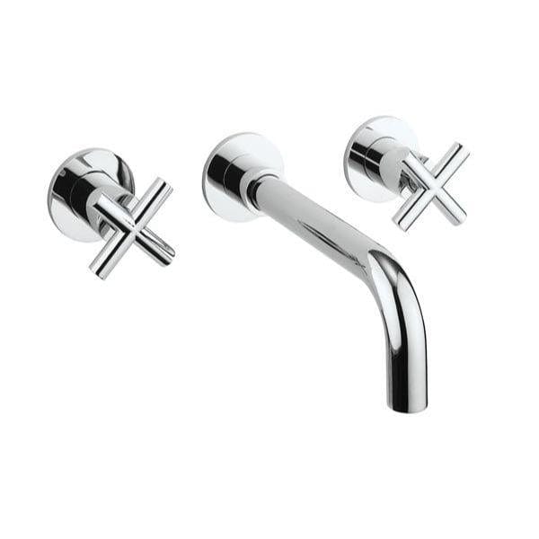 Crosswater Wall Mounted Basin Tap Chrome Crosswater MPRO Crosshead 3 Hole Wall Mounted Basin Mixer Tap