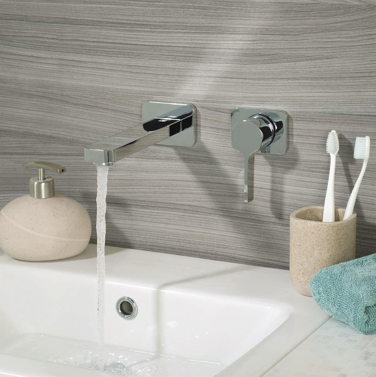 JTP Wall Mounted Basin Tap JTP Curve Wall Mounted Single Lever Basin Mixer Tap - Chrome