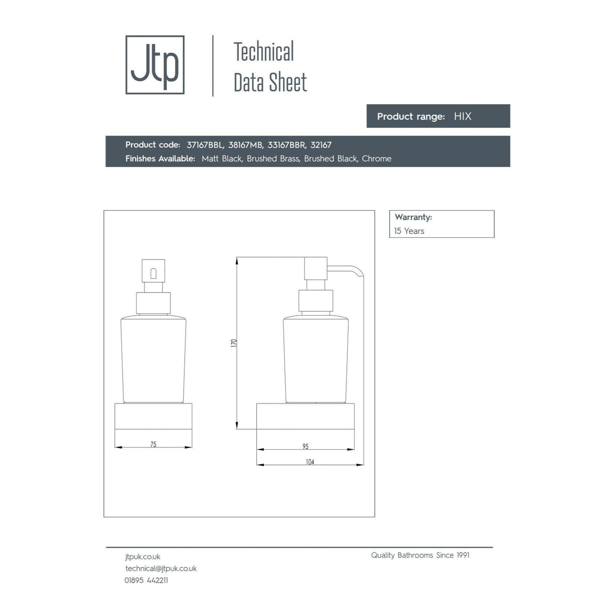 JTP Soap Dispenser JTP HIX Soap Dispenser