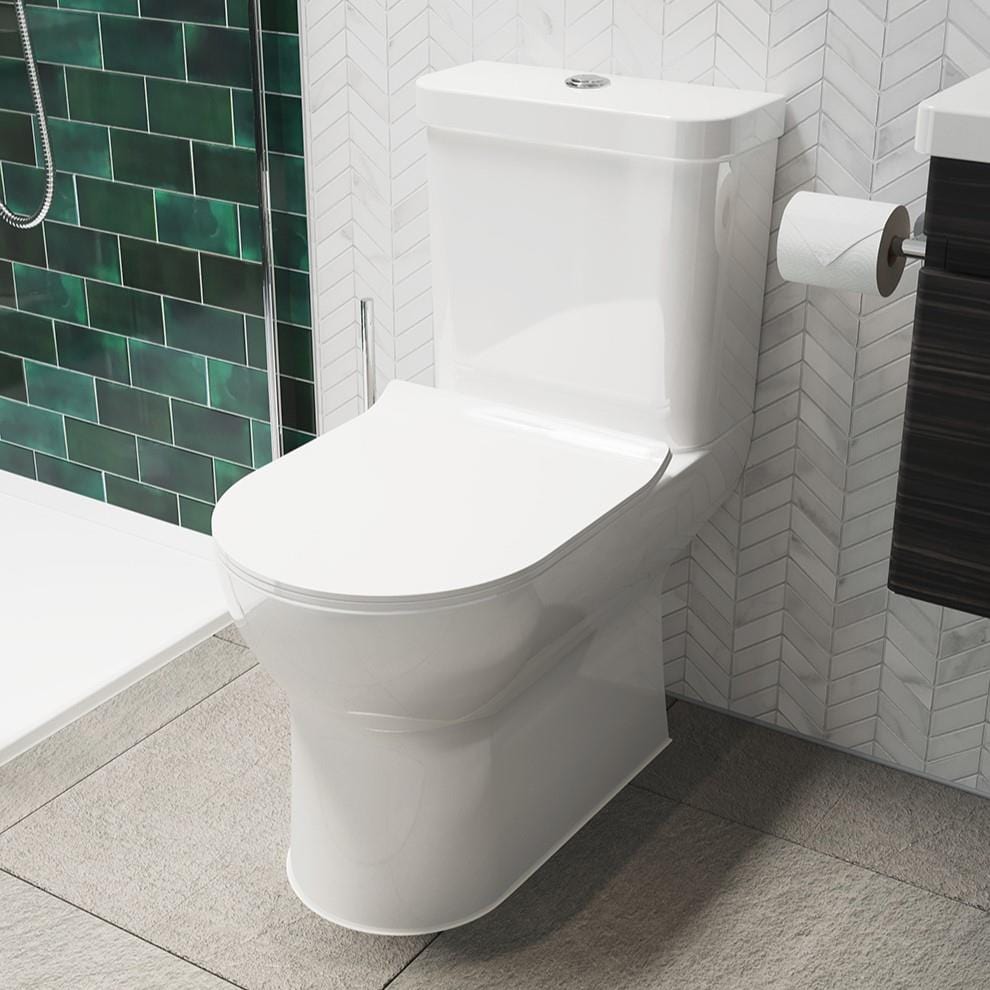 Saneux Close Coupled Toilet Saneux Air Open Back Close Coupled Rimless Toilet with Soft Close Seat - AIRCC77