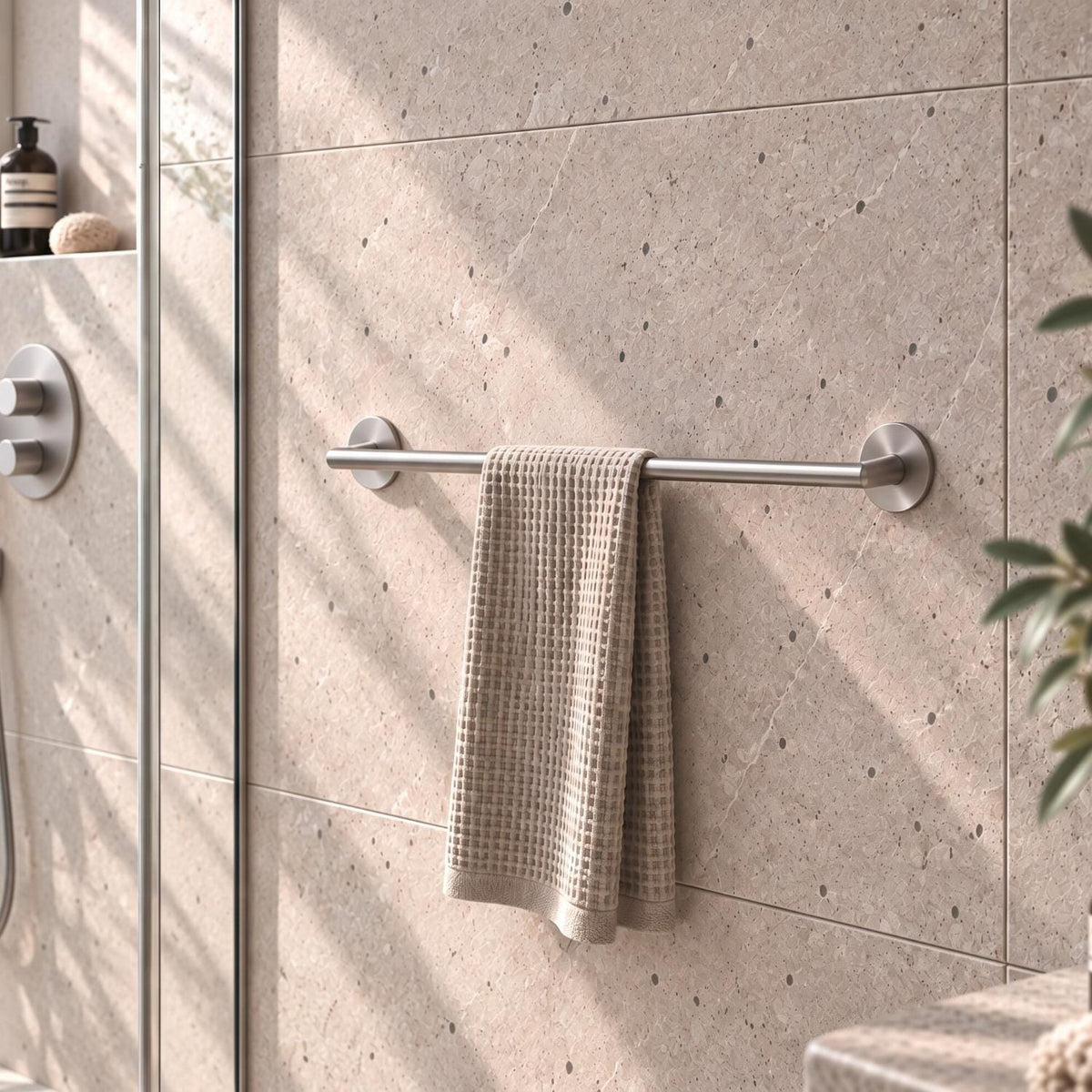 Smedbo Towel Rails and Rings Brushed Stainless Steel Smedbo Dot Self-Adhesive Towel Rail