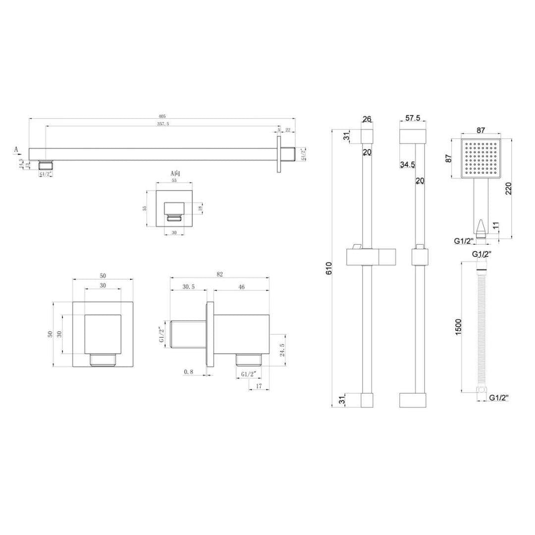 Aquarius Concealed Shower Set Aquarius Modern Square Shower Bundle with Riser