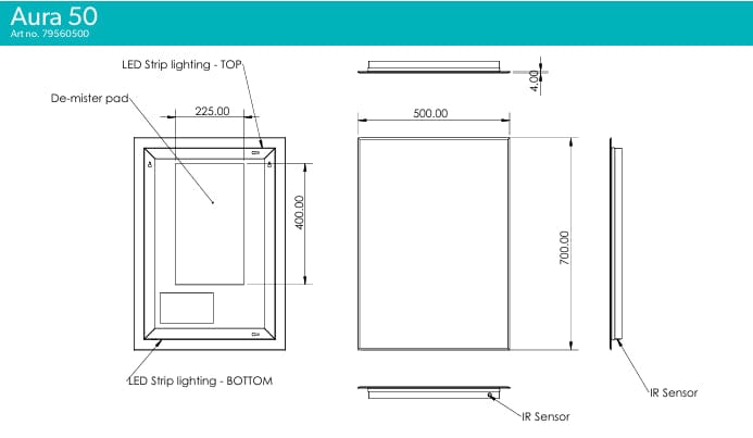 HiB Illuminated Mirror HiB Aura LED Illuminated Mirror