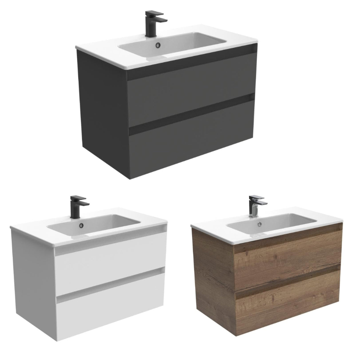 Saneux Wall Mounted Unit Saneux Uni Vanity Unit With Basin - 800 x 470mm - Two Drawer - Wall Mounted