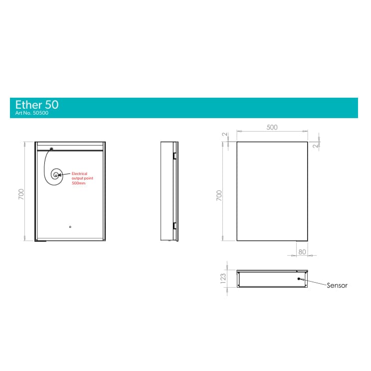 HiB Mirrored Cabinet HiB Ether Ambient LED Illuminated Mirror Cabinet