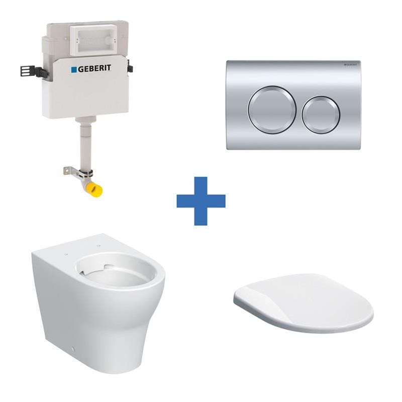 UK Bathroom Store Back To Wall Toilet Geberit Selnova Back-to-Wall Toilet with Concealed Cistern, Flush Plate and Soft Close Seat Pack