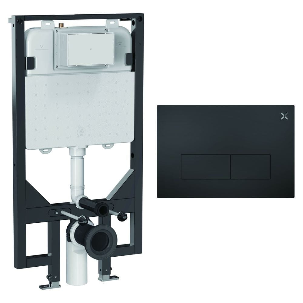 Crosswater Wall Hung WC Frame MPRO Steel Plate in Matt Black Crosswater 1.14m Ultra Slim Depth Dual Flush WC Support Frame Set with Flush Plate