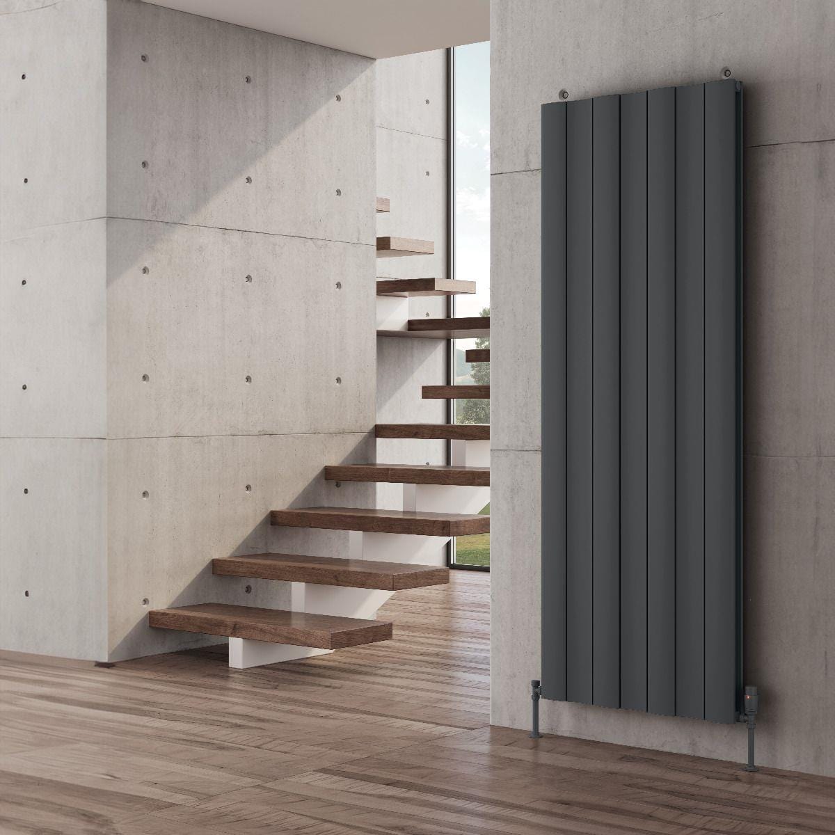 Reina Panel Radiator 1800 x 660mm / Anthracite Reina Gio Aluminium Vertical Double Panel Central Heating Radiator
