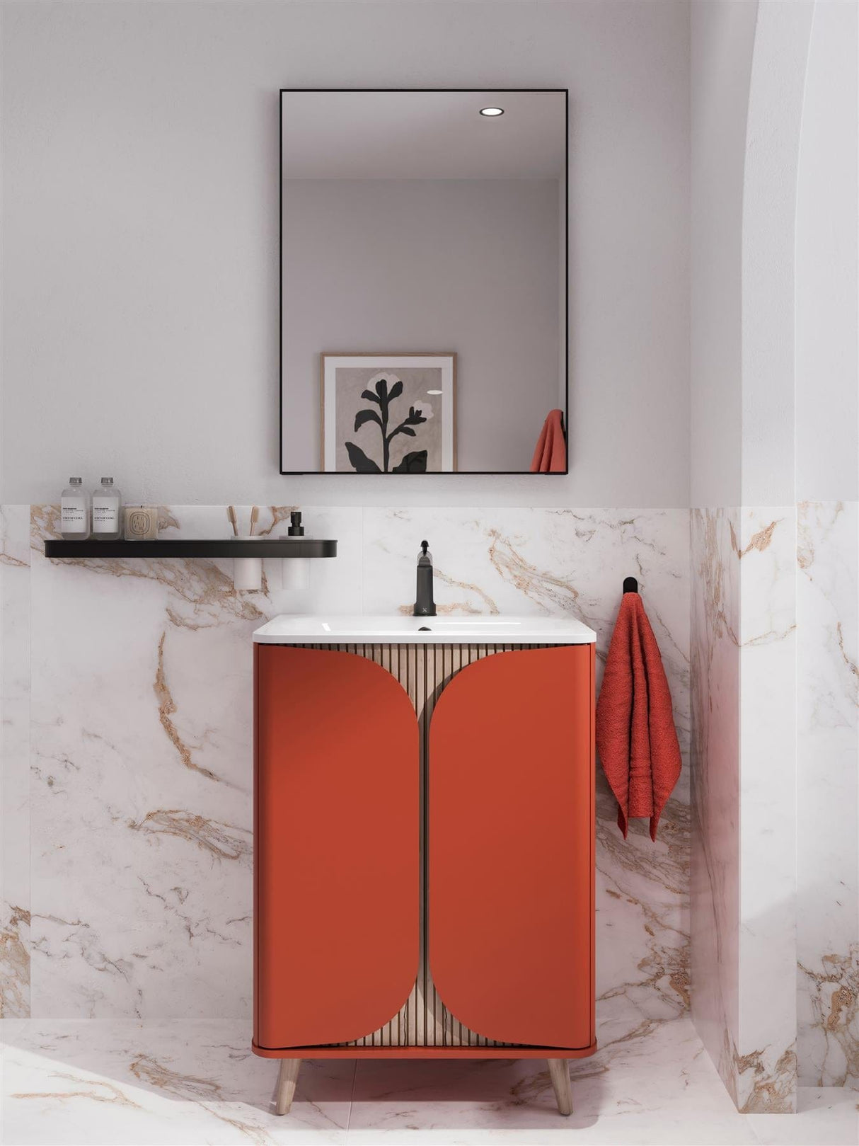 Crosswater Floor Standing Vanity Unit Crosswater Tambour Vanity Unit with Basin or Worktop - 600mm - Two Door - Floor Standing