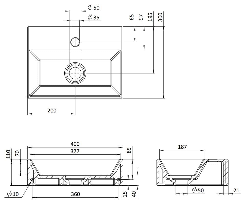 Crosswater Cloakroom Basin Crosswater Beck Cloakroom Basin with Waste