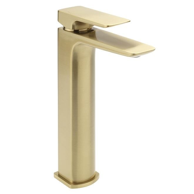 Sagittarius Tall Basin Tap Brushed Brass Sagittarius Ravenna Tall Basin Mixer Tap with Sprung Waste