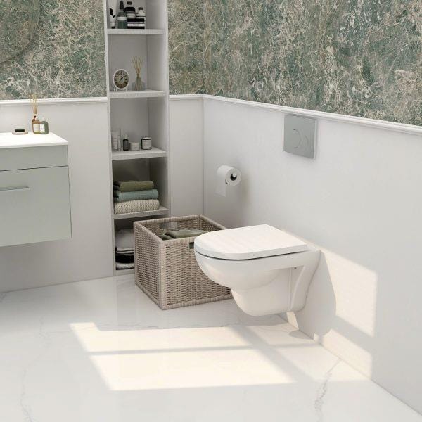 Imex Wall Hung Toilet Imex Ivan Rimless Wall Hung Toilet with Soft Close Seat in White