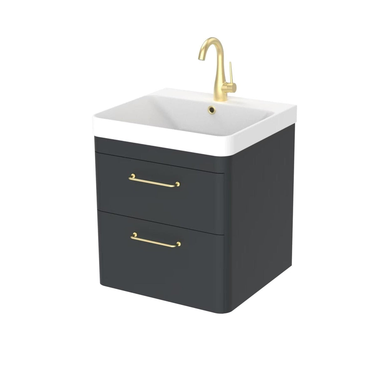 Saneux Wall Mounted Unit Saneux Hyde Vanity Unit With Basin - 500 x 460mm - Two Drawer - Wall Mounted