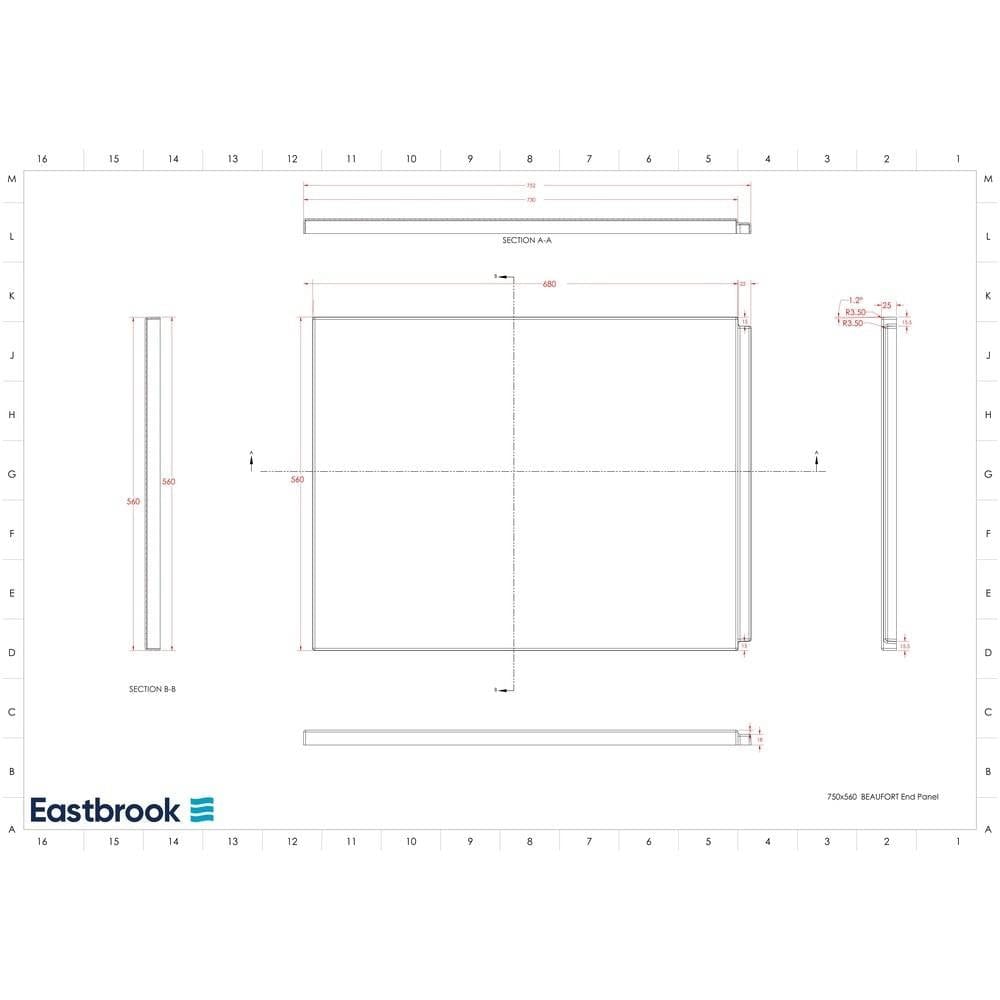 Eastbrook Bath Panel 700mm / Reinforced Beauforté Acrylic Eastbrook Flat End Bath Panel