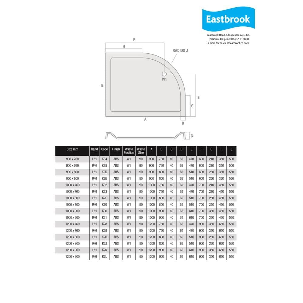 Eastbrook Quadrant Shower Tray Eastbrook Volente Stone Resin 40mm Offset Quadrant Shower Tray