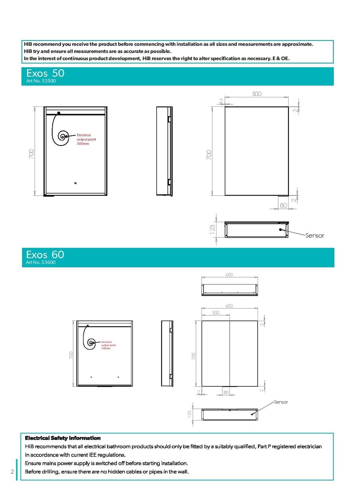 hib. Exos LED Illuminated Mirror Cabinet
