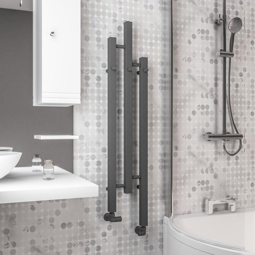 Eastbrook Designer Towel Radiator Electric Only Eastbrook Conwy Vertical Designer Radiator - 1200 x 200mm - Matt Anthracite