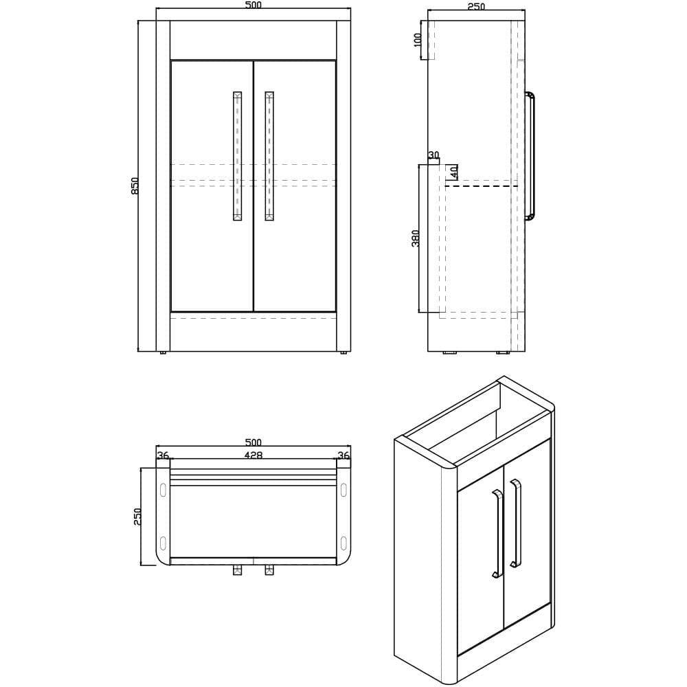 Imex Cloakroom Vanity Unit Imex Suburb Floor Standing 500mm Double Door Cloakroom Vanity Unit with Basin