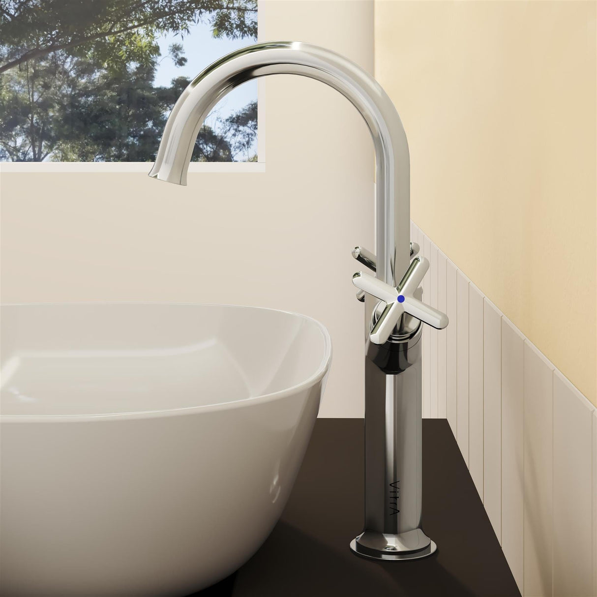 VitrA Tall Basin Tap VitrA Origin Classic Tall Basin Mixer Tap with Cross Handles for Bowls