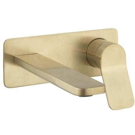 Crosswater Wall Mounted Basin Tap Brushed Brass Crosswater Glide II Wall Mounted Basin Mixer Tap
