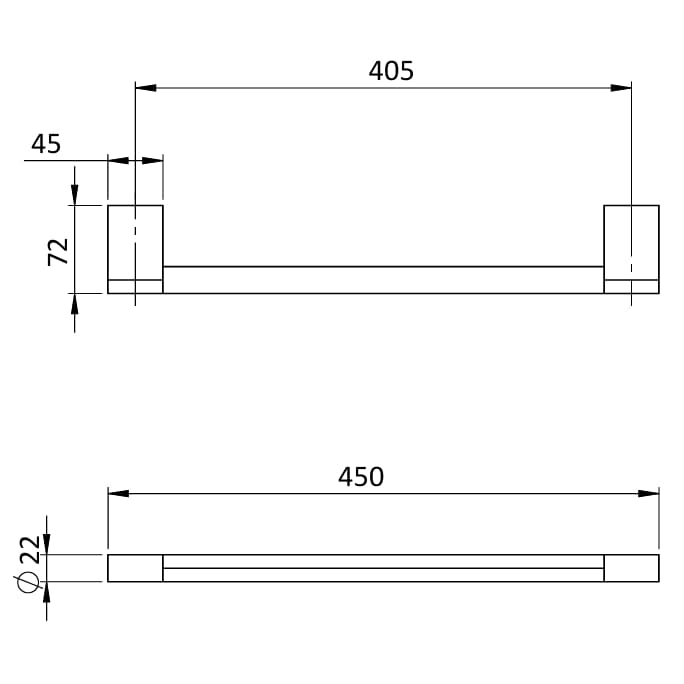 Crosswater Towel Rails and Rings Crosswater MPRO Towel Rail 450mm