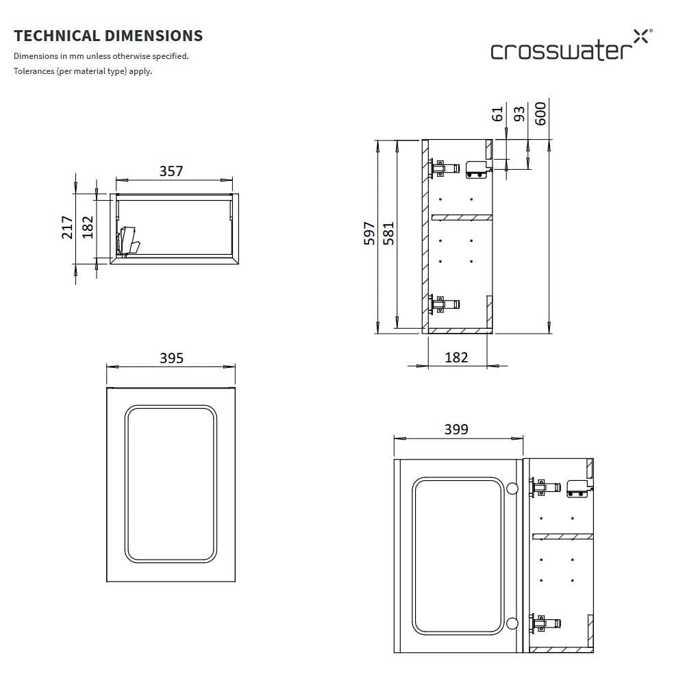 Crosswater Cloakroom Vanity Unit Crosswater Alo Cloakroom Single Door Wall Mounted 400 x 220mm Vanity Unit with Basin