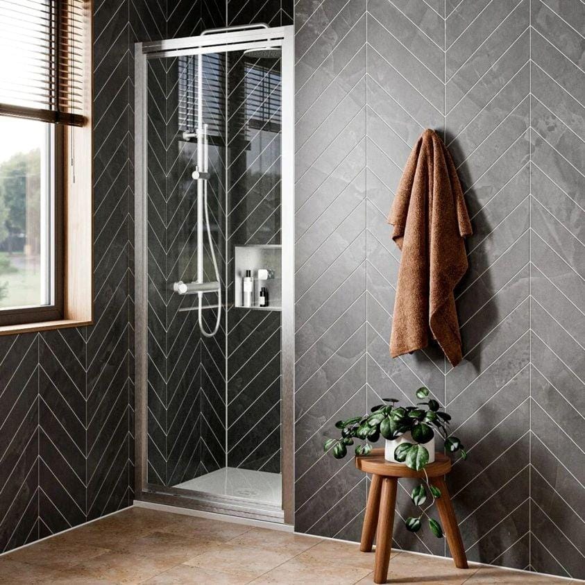 Crosswater Pivot Shower Door Brushed Nickel / 900mm Crosswater Clear 6 Pivot Shower Door