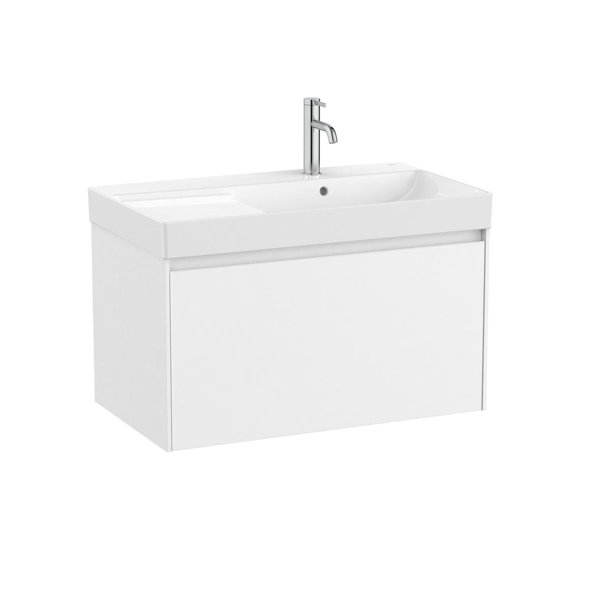 Roca Wall Mounted Vanity Unit Matt White / Right Hand Roca Ona 800mm Wall Mounted One Drawer Vanity Unit with Basin