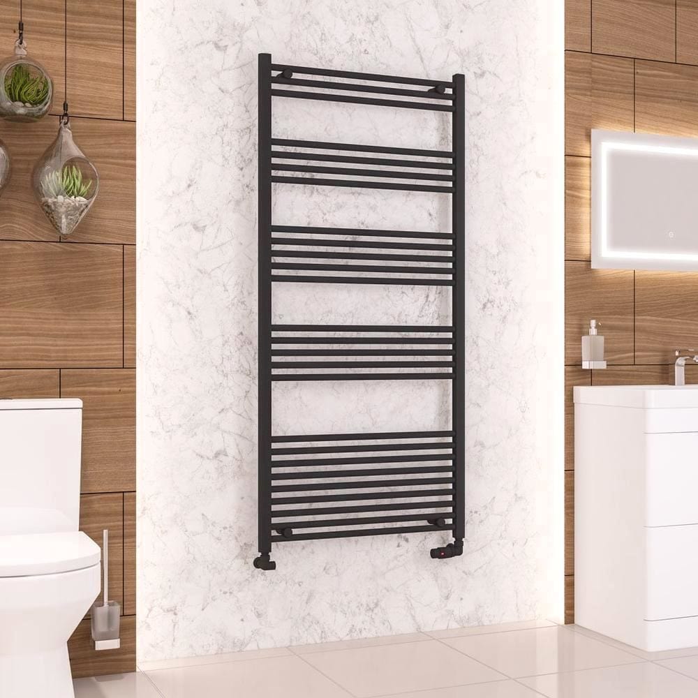 Eastbrook Wendover Straight Vertical Heated Towel Rail in Matt Black