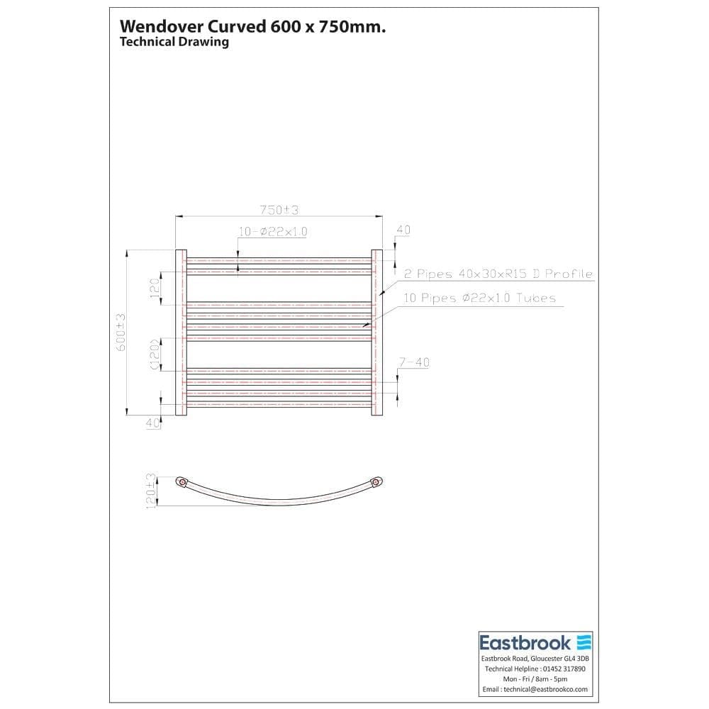 Eastbrook Wendover Curved Vertical Heated Towel Rail in Chrome