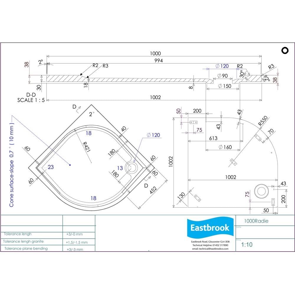 Eastbrook Quadrant Shower Tray Eastbrook Vanguard Stone 25mm Quadrant Shower Tray
