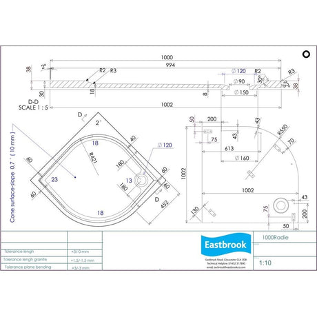 Eastbrook Quadrant Shower Tray Eastbrook Vanguard Stone 25mm Quadrant Shower Tray