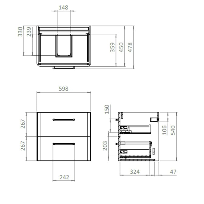 Britton Wall Mounted Vanity Unit Britton Camberwell Wall Mounted 1000mm Vanity Unit with Basin or Worktop