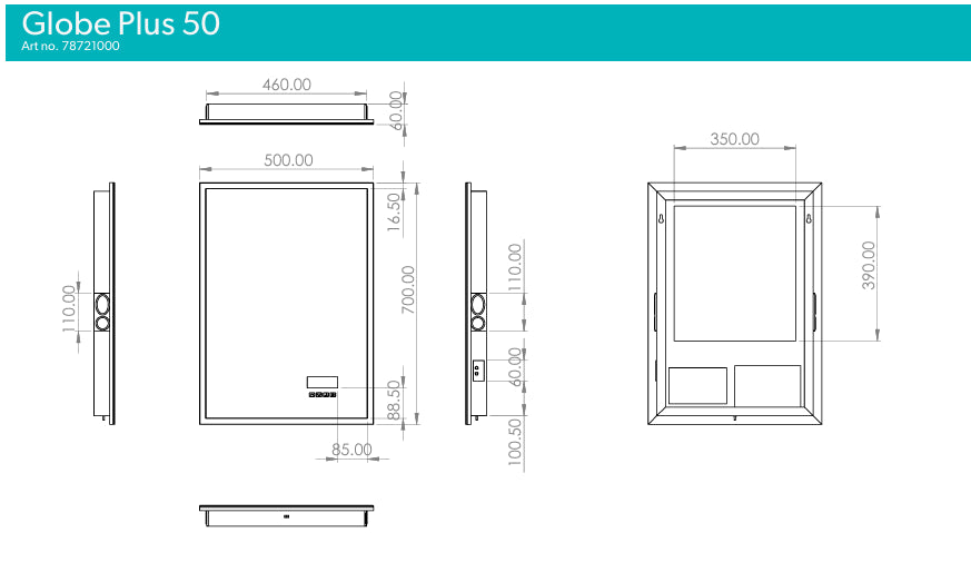 hib. Globe Plus Bluetooth LED Illuminated Mirror