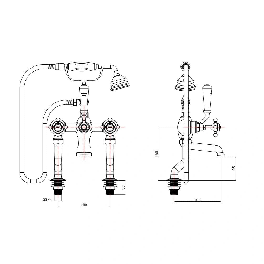 Imperial Bath Shower Mixer Imperial Lichfield Deck Mounted Bath Shower Mixer - Chrome - ZLICBSMDMCP