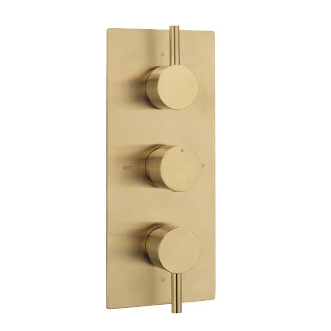 Sagittarius Concealed Shower Valve Brushed Brass Sagittarius Ergo Lever 3 Outlet, 3 Handle Concealed Thermostatic Shower Valve